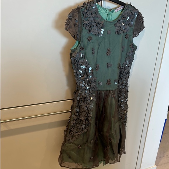 Miss Blumarine Green Sequin Kids Formal Dress